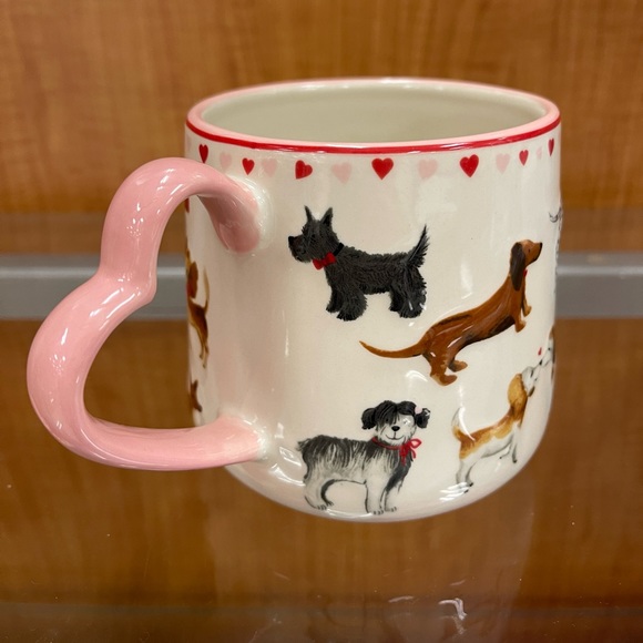Valentine Dogs Ceramic Pink Heart Handle Coffee Mug Cup NEW - Picture 2 of 6